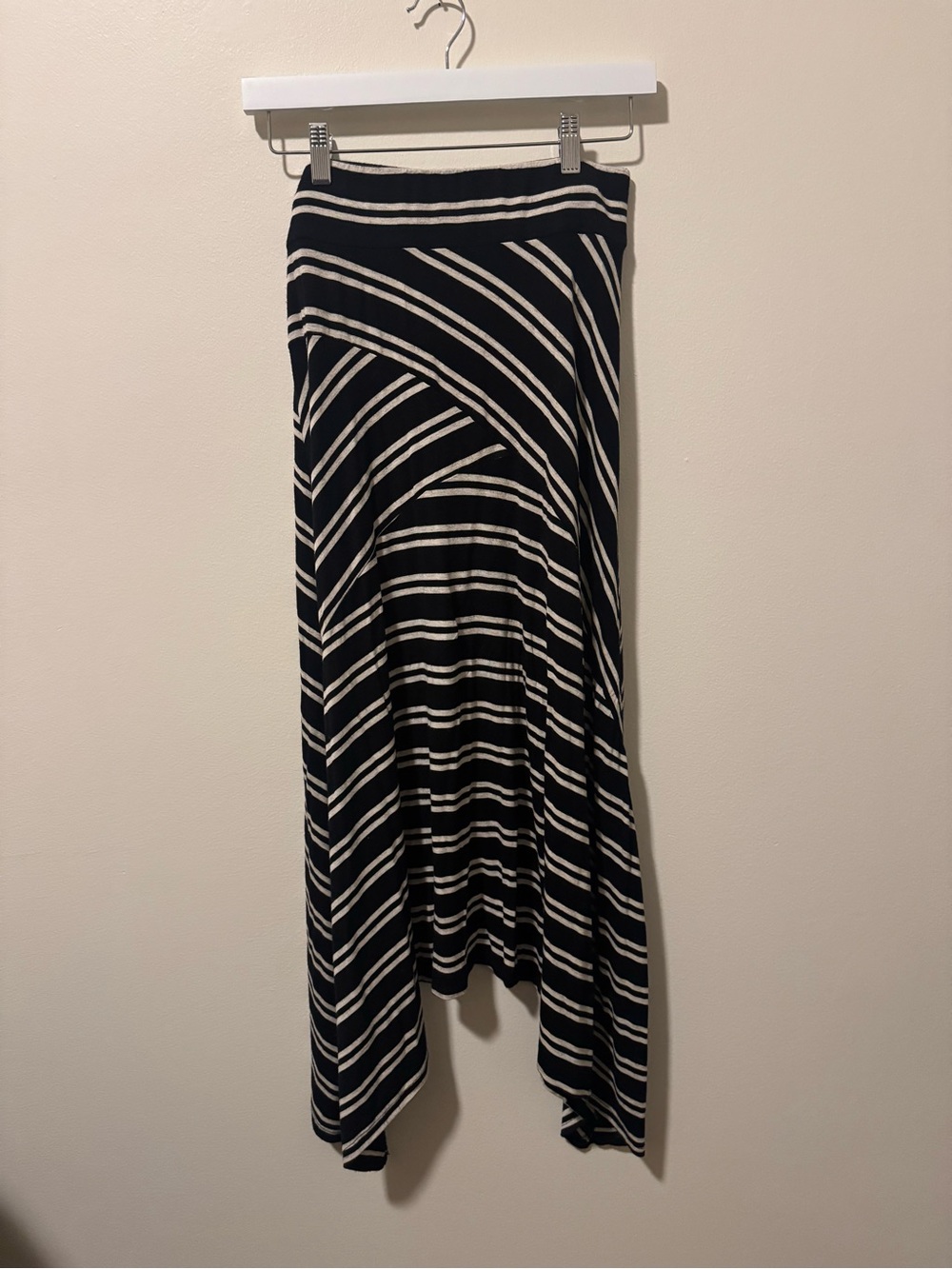 Dress Barn Black & White High-Low Striped Maxi Skirt